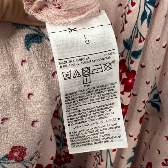 Old Navy Relaxed Baby Pink Floral-Print Boho Square Neck Blouse - Sz L Spring - Picture 6 of 6